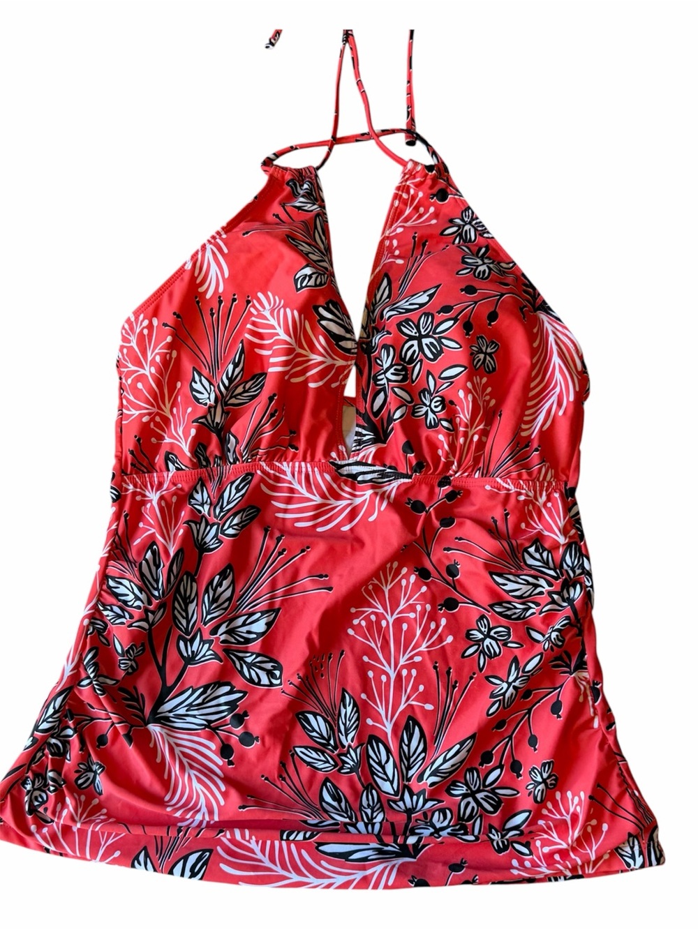 Women's Red Floral Halter Swim Tankini